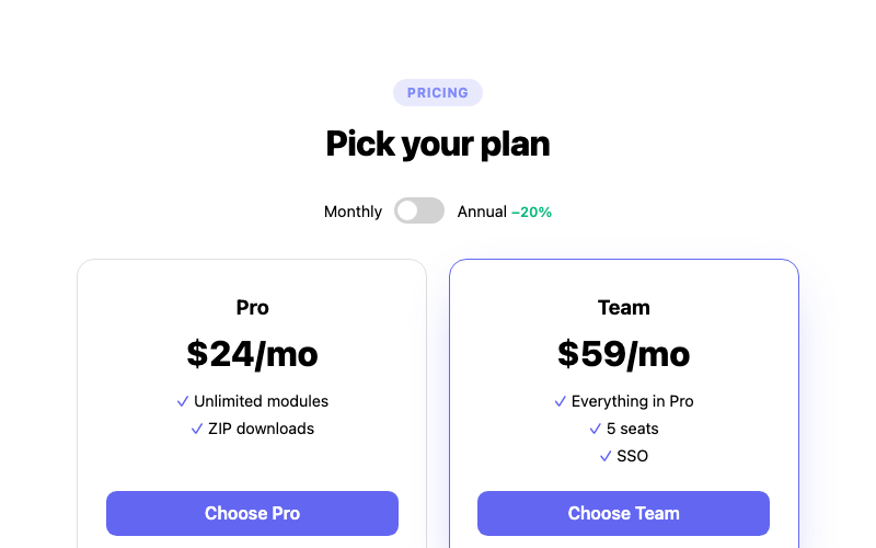 Billing Toggle Pricing preview