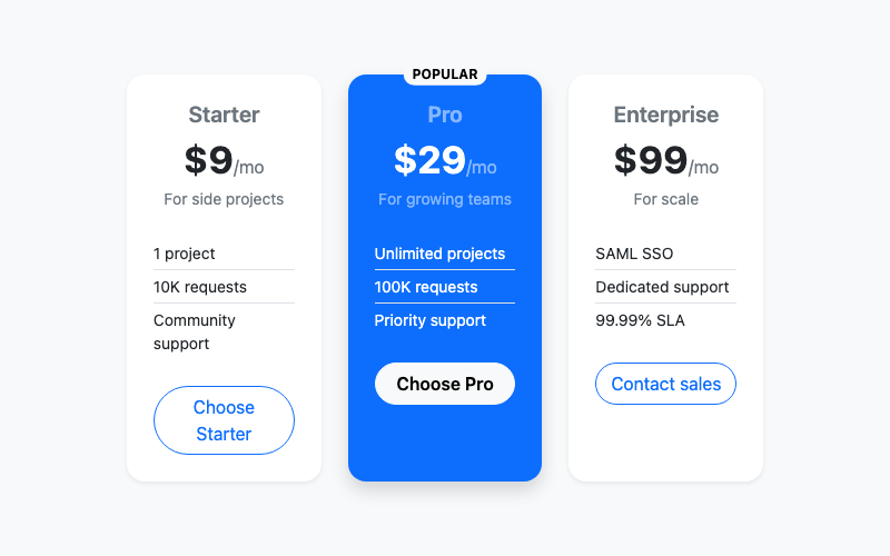 Bootstrap Price Table preview