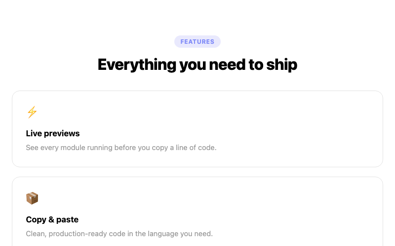 Features Grid preview