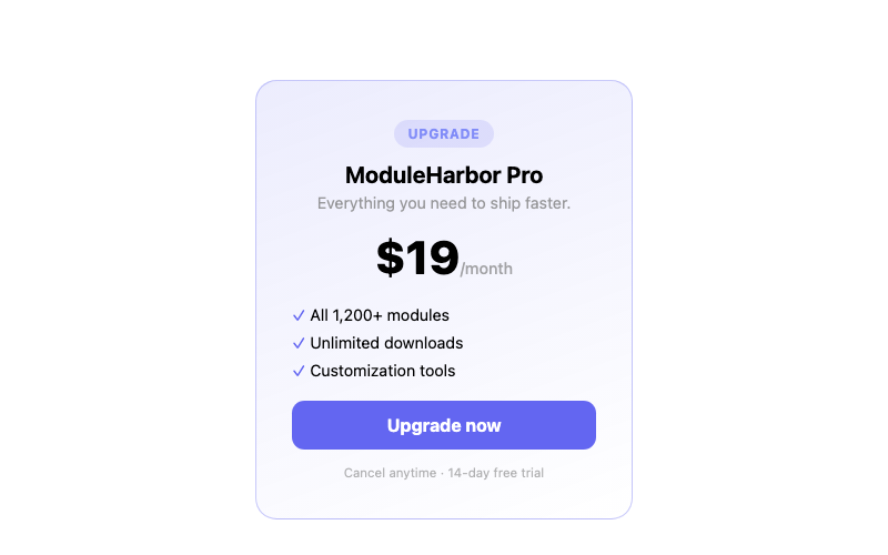 Inline Pricing Card preview