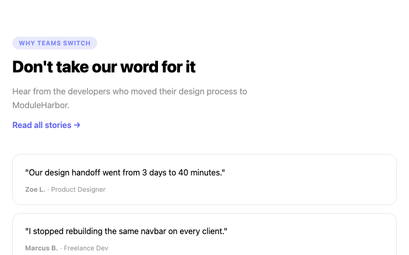 Two Column Testimonials preview